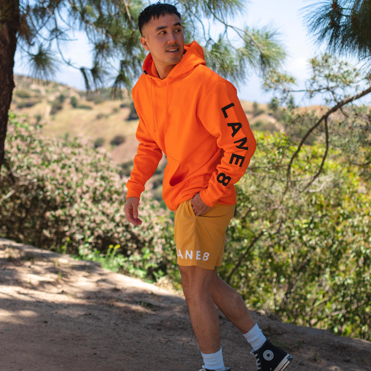 Orange hoodie outfit hot sale